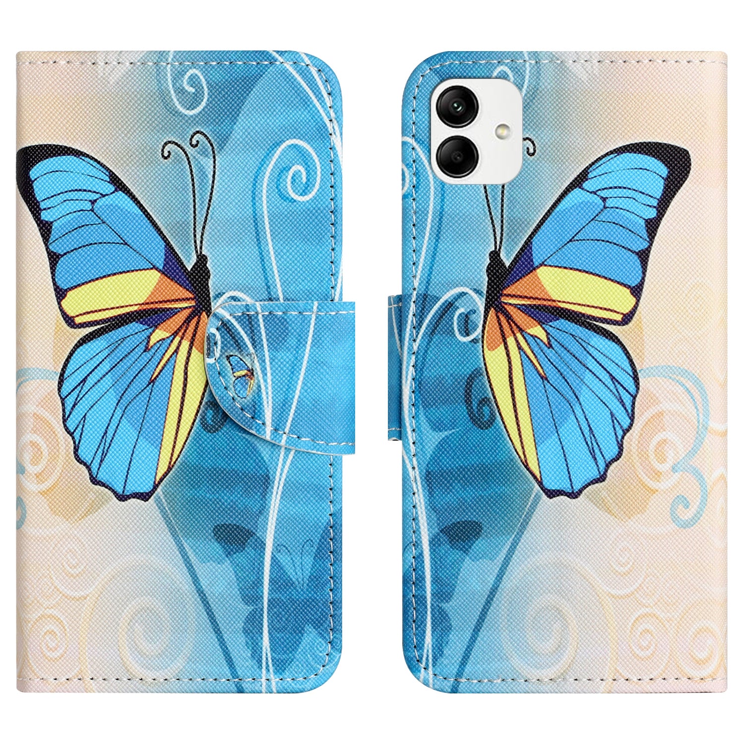 For Samsung Galaxy A04e 4G Pattern Printing Magnetic Closure PU Leather Flip Case Cross Texture Wallet Stand Shockproof Phone Cover