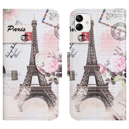 For Samsung Galaxy A04e 4G Pattern Printing Magnetic Closure PU Leather Flip Case Cross Texture Wallet Stand Shockproof Phone Cover
