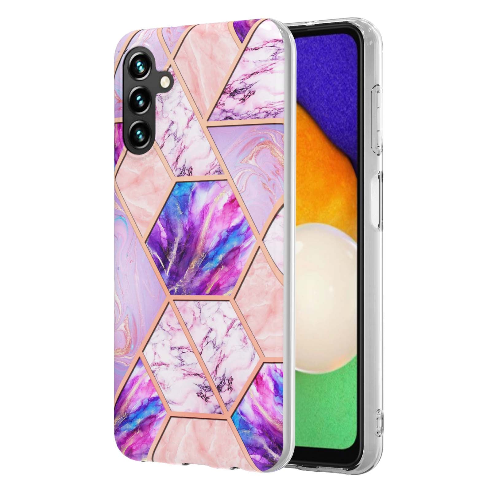 YB IMD Series-3 for Samsung Galaxy A14 5G Marble Pattern IMD IML Soft TPU Phone Case Double-sided Electroplating Anti-scratch Protective Cover