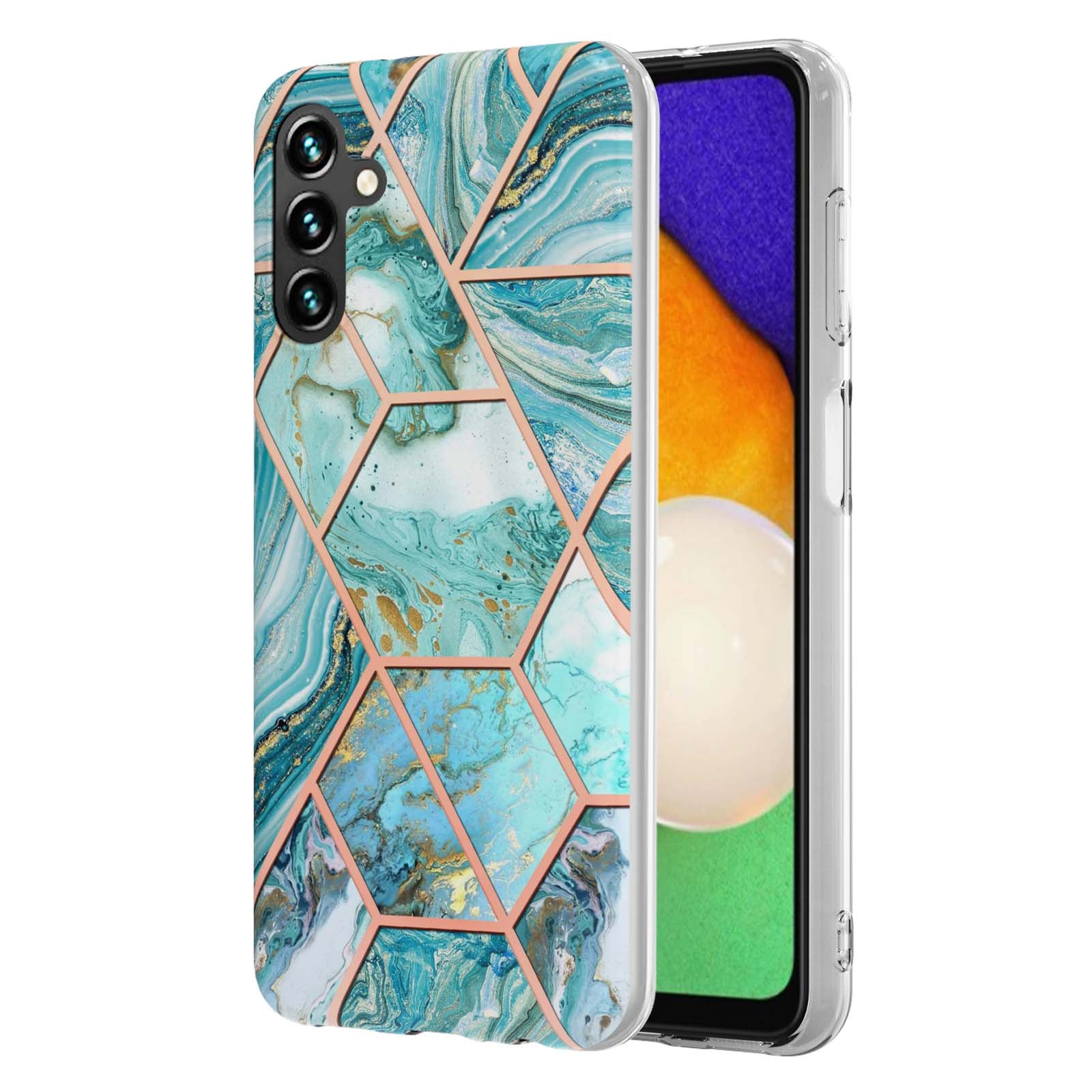 YB IMD Series-3 for Samsung Galaxy A14 5G Marble Pattern IMD IML Soft TPU Phone Case Double-sided Electroplating Anti-scratch Protective Cover