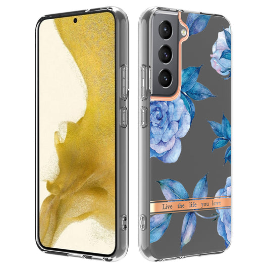 YB IMD-8 Series for Samsung Galaxy S23 Plus Flower Floral Pattern IMD Phone Case Soft TPU Electroplating Lightweight Back Cover
