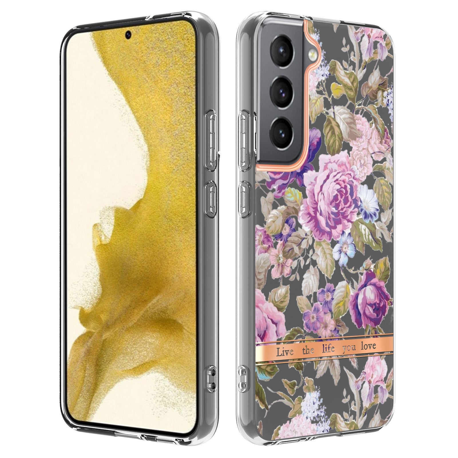YB IMD-8 Series for Samsung Galaxy S23 Plus Flower Floral Pattern IMD Phone Case Soft TPU Electroplating Lightweight Back Cover