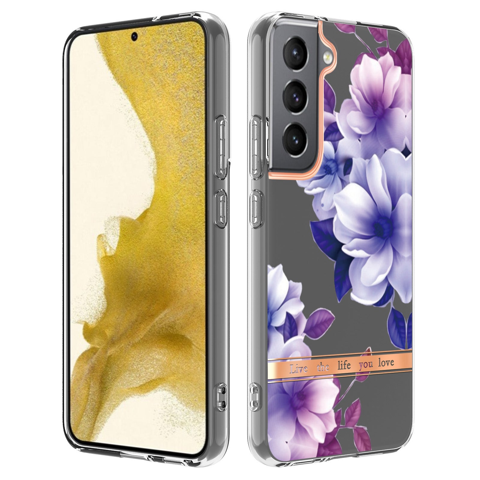 YB IMD-8 Series for Samsung Galaxy S23 Plus Flower Floral Pattern IMD Phone Case Soft TPU Electroplating Lightweight Back Cover