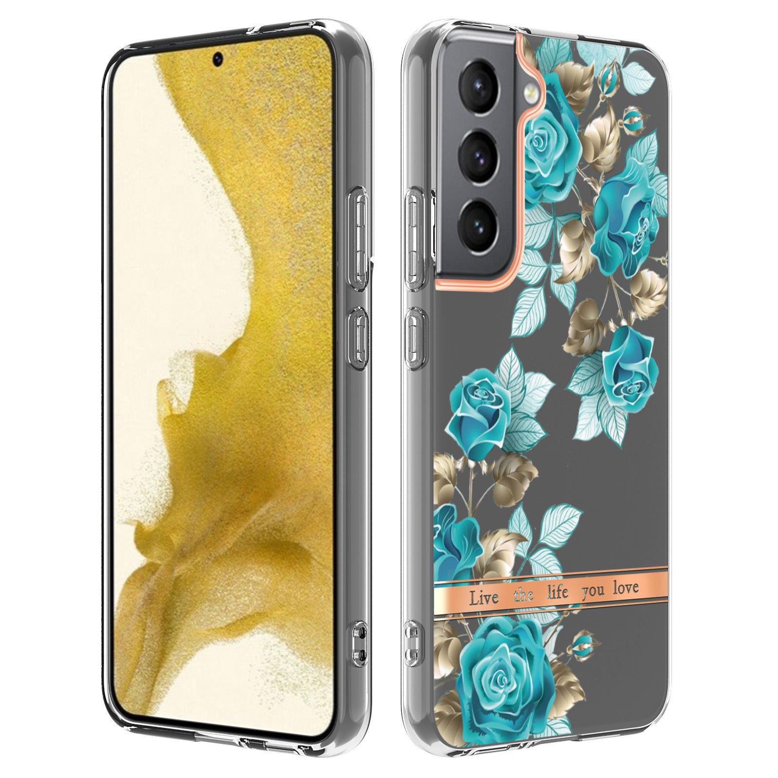 YB IMD-8 Series for Samsung Galaxy S23 Plus Flower Floral Pattern IMD Phone Case Soft TPU Electroplating Lightweight Back Cover