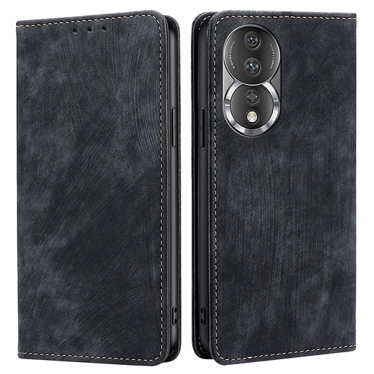 For Honor 80 5G PU Leather Magnetic Auto-absorbed Flip Cover RFID Blocking Protection Wallet Stand Phone Case