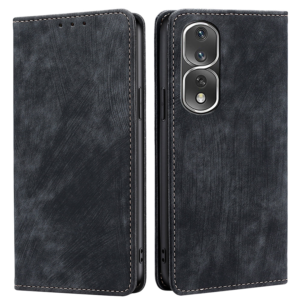 For Honor 80 Pro 5G PU Leather RFID Blocking Phone Case Stand Magnetic Absorption Wallet Flip Cover
