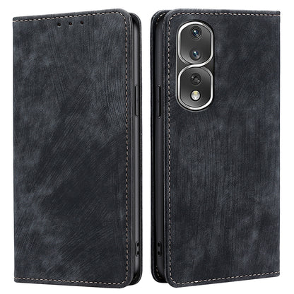 For Honor 80 Pro 5G PU Leather RFID Blocking Phone Case Stand Magnetic Absorption Wallet Flip Cover