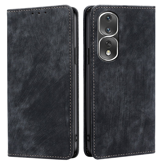 For Honor 80 Pro 5G PU Leather RFID Blocking Phone Case Stand Magnetic Absorption Wallet Flip Cover
