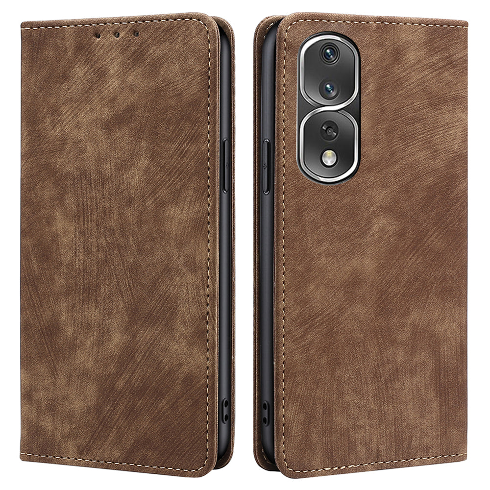 For Honor 80 Pro 5G PU Leather RFID Blocking Phone Case Stand Magnetic Absorption Wallet Flip Cover
