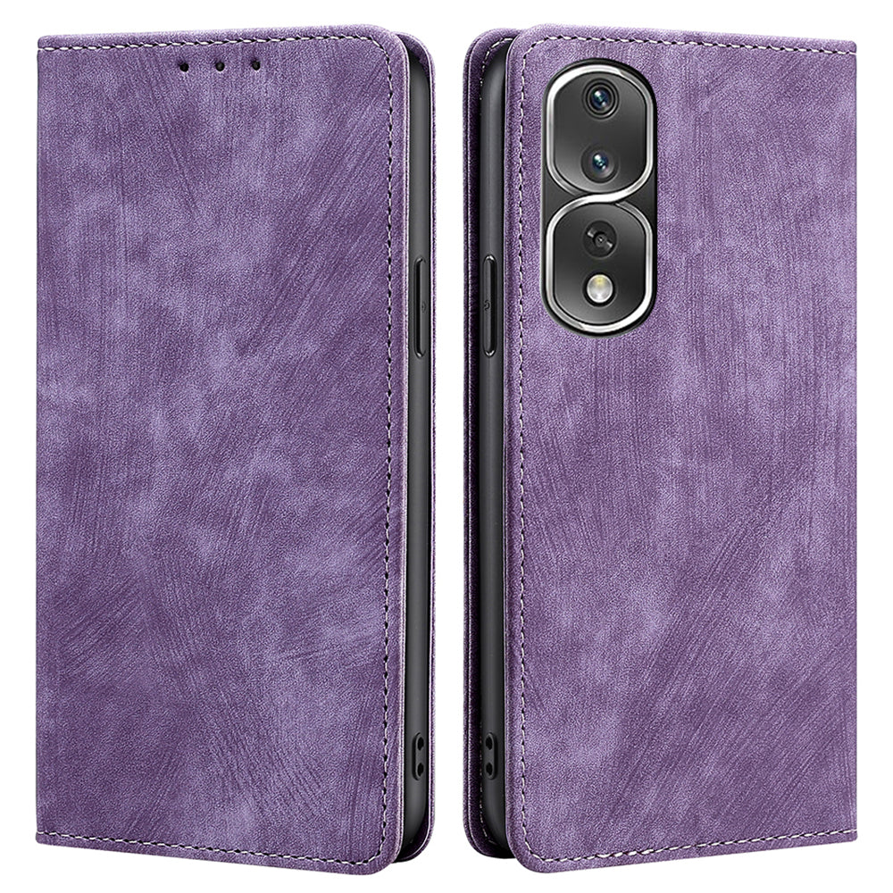 For Honor 80 Pro 5G PU Leather RFID Blocking Phone Case Stand Magnetic Absorption Wallet Flip Cover
