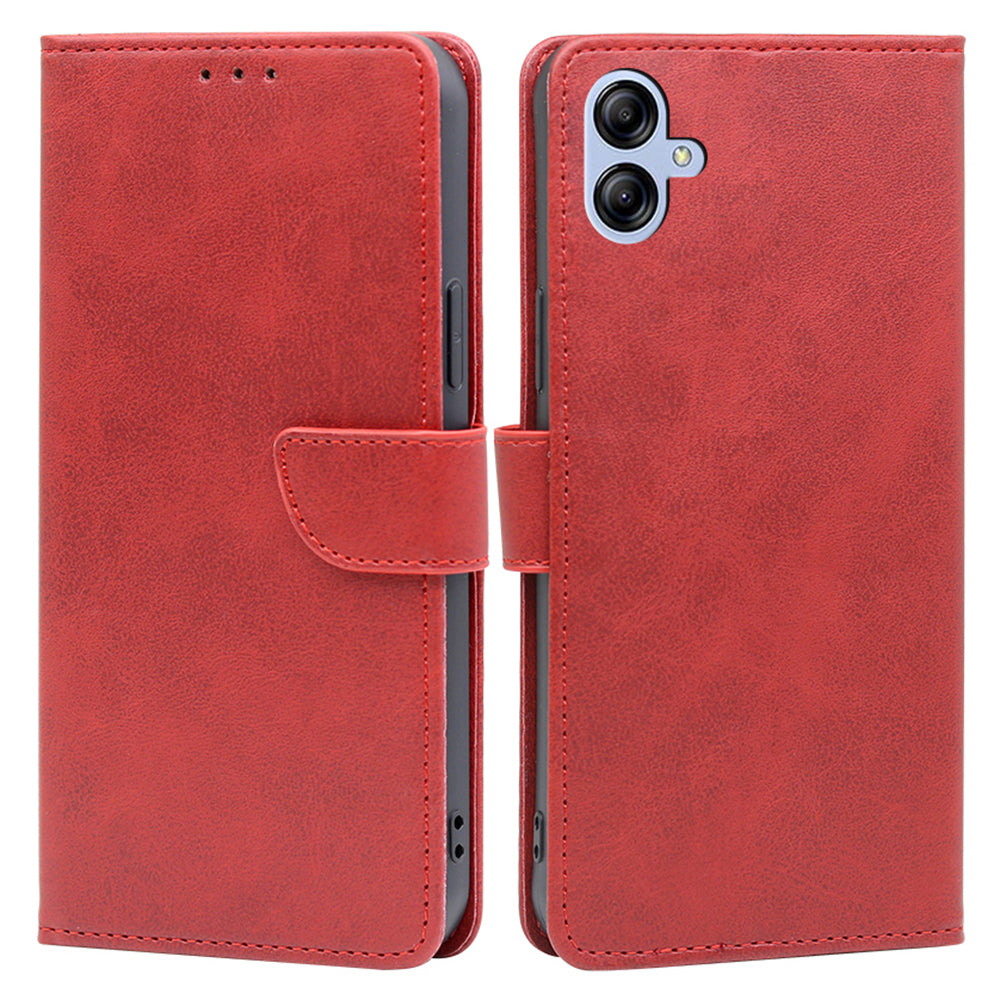 For Samsung Galaxy A04e 4G Calf Texture PU Leather Flip Case Inner TPU Wallet Stand Magnetic Closure Phone Cover