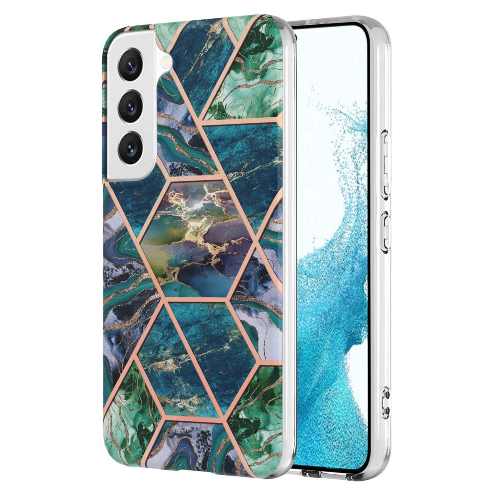 YB IMD Series-3 Soft TPU Phone Case for Samsung Galaxy S23 5G, Marble Pattern IMD IML Double-sided Electroplating Protective Cover