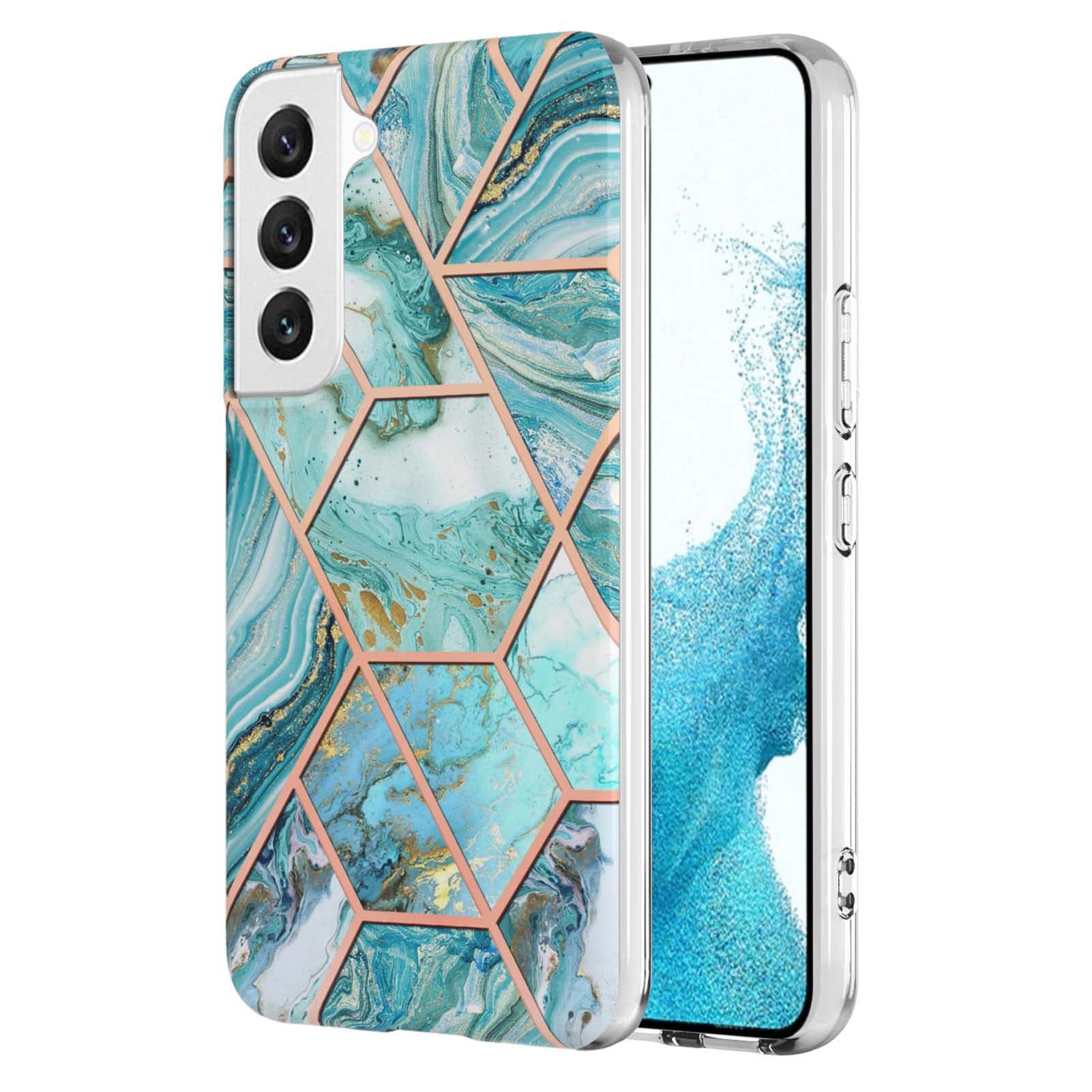 YB IMD Series-3 Soft TPU Phone Case for Samsung Galaxy S23 Plus 5G, Anti-drop Marble Pattern IMD IML Double-sided Electroplating Protective Cover