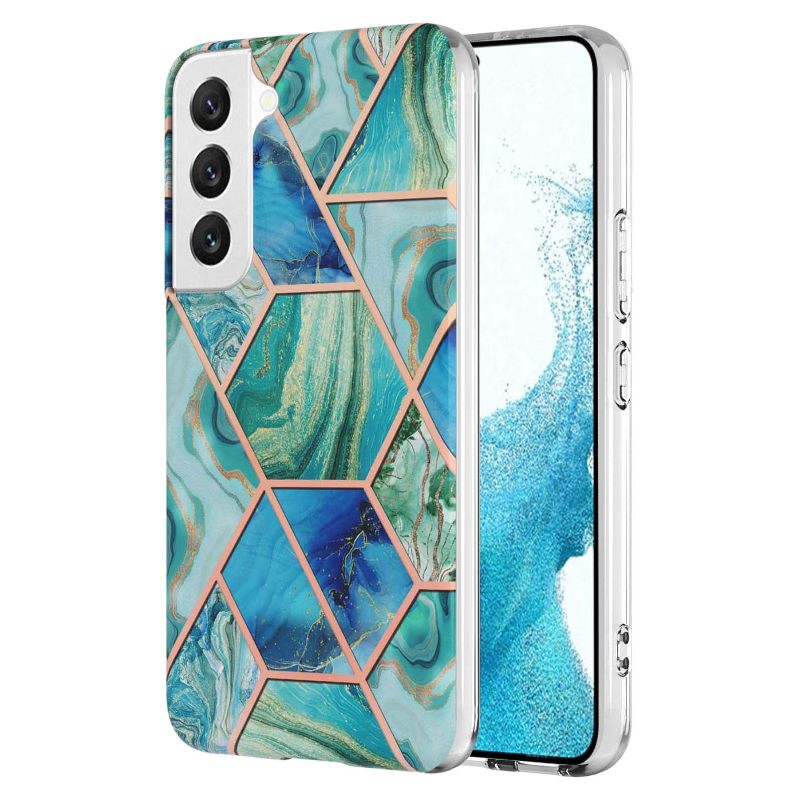 YB IMD Series-3 Soft TPU Phone Case for Samsung Galaxy S23 Plus 5G, Anti-drop Marble Pattern IMD IML Double-sided Electroplating Protective Cover