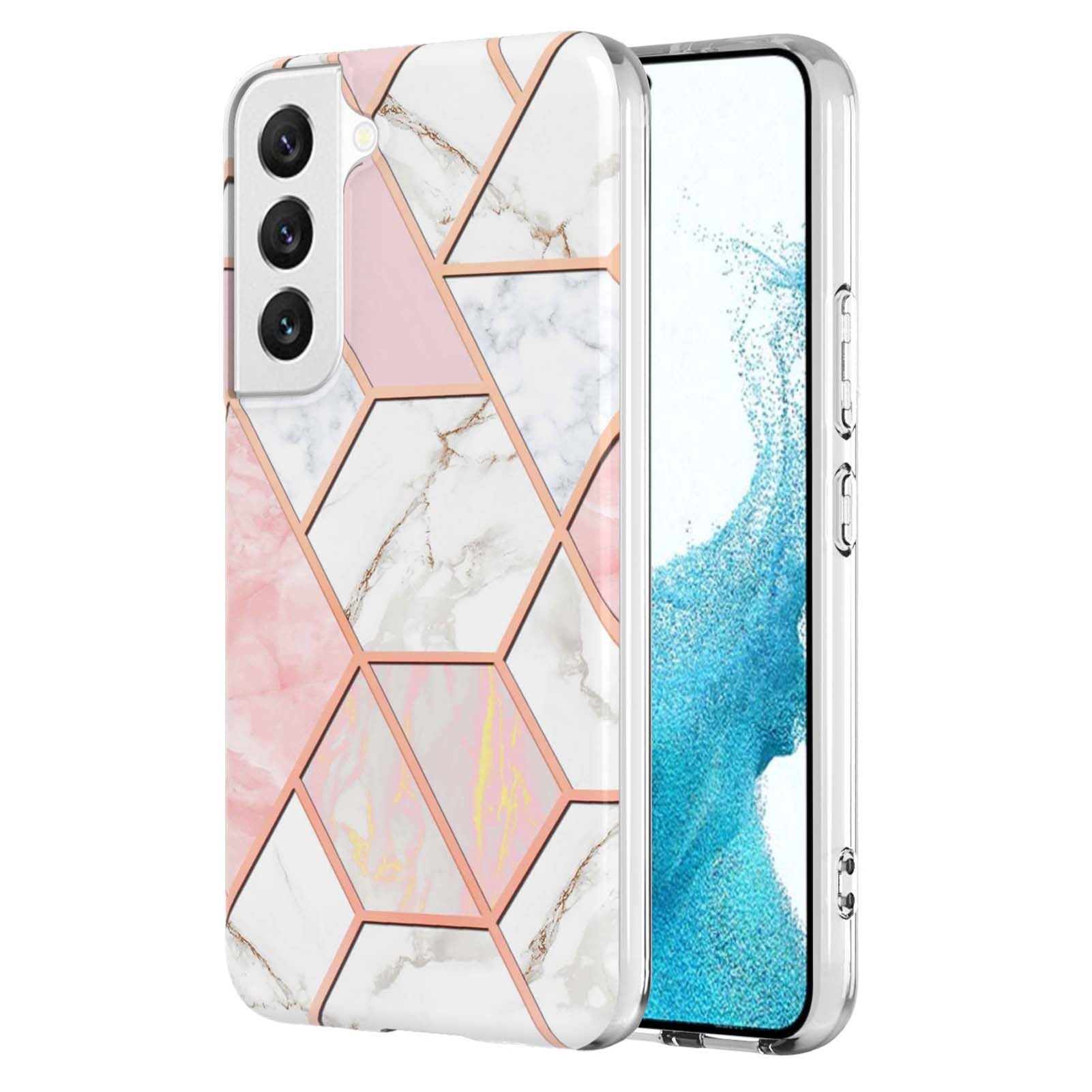 YB IMD Series-3 Soft TPU Phone Case for Samsung Galaxy S23 Plus 5G, Anti-drop Marble Pattern IMD IML Double-sided Electroplating Protective Cover
