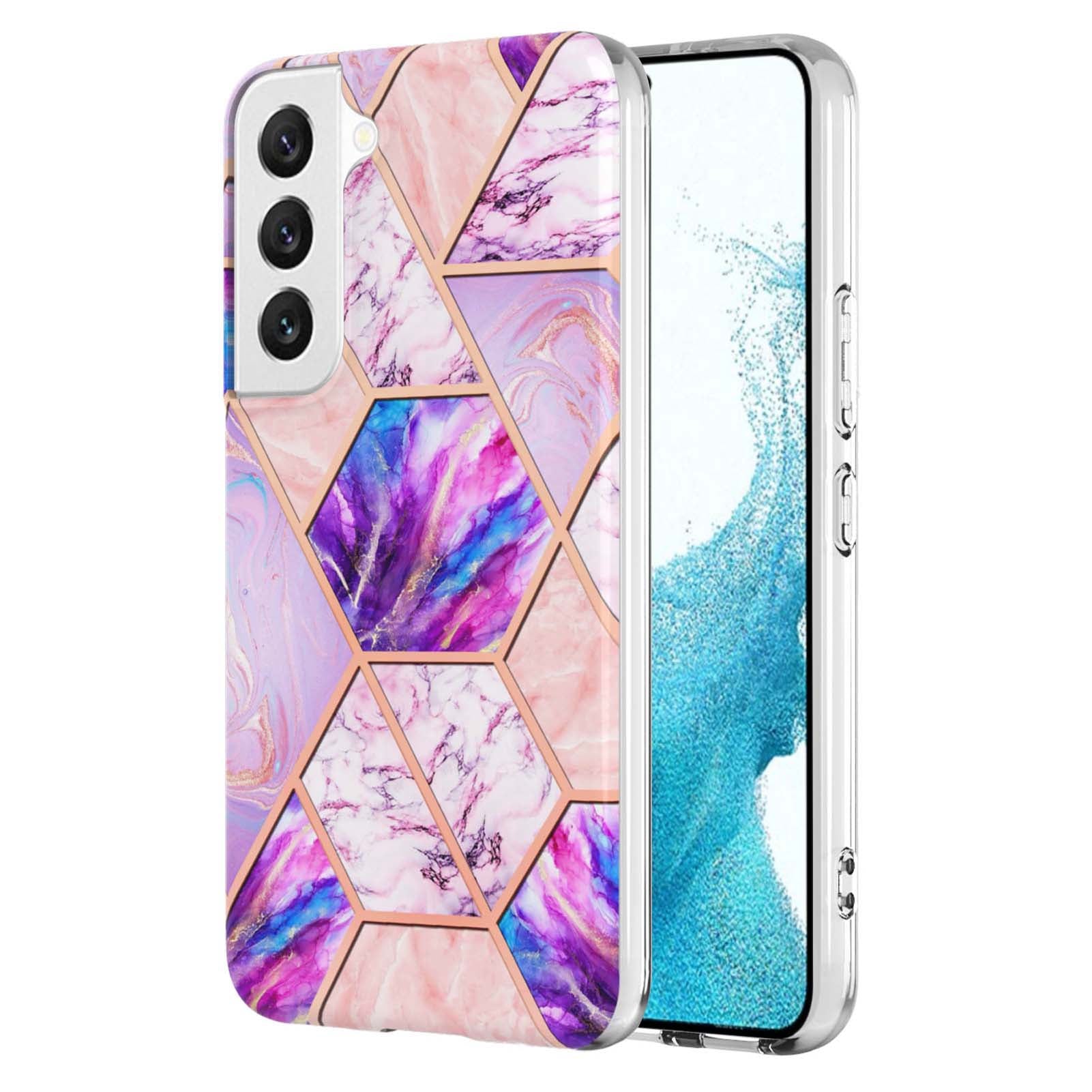 YB IMD Series-3 Soft TPU Phone Case for Samsung Galaxy S23 Plus 5G, Anti-drop Marble Pattern IMD IML Double-sided Electroplating Protective Cover