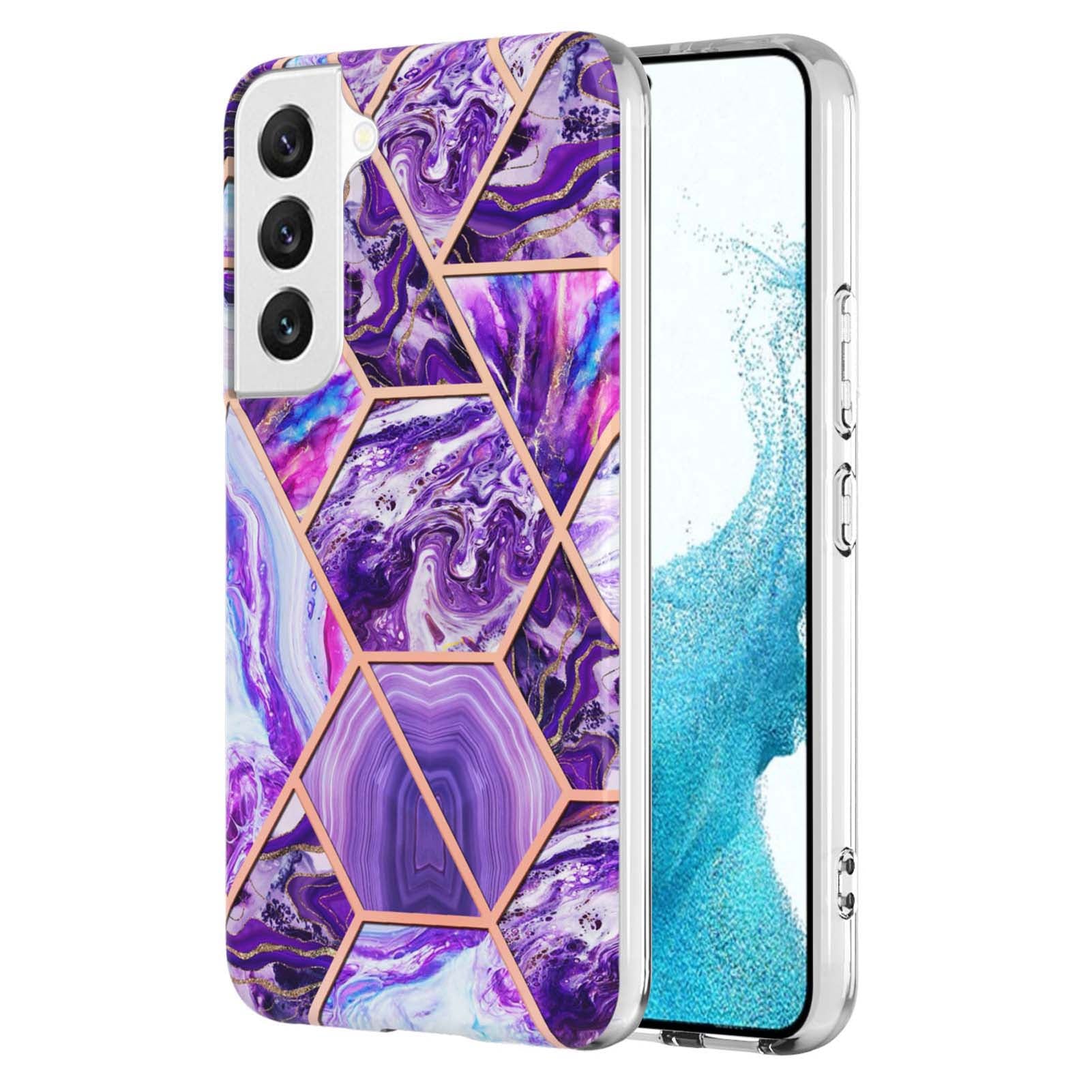 YB IMD Series-3 Soft TPU Phone Case for Samsung Galaxy S23 Plus 5G, Anti-drop Marble Pattern IMD IML Double-sided Electroplating Protective Cover