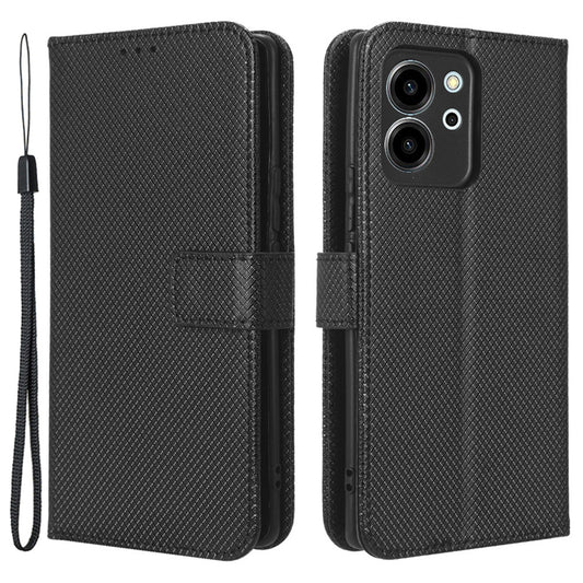 For Honor 80 SE 5G Supporting Stand Wallet Cover Magnetic Clasp Diamond Texture PU Leather Phone Case