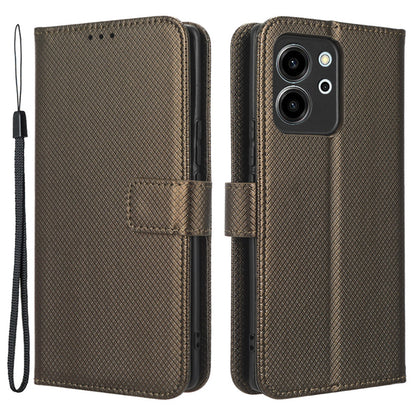 For Honor 80 SE 5G Supporting Stand Wallet Cover Magnetic Clasp Diamond Texture PU Leather Phone Case