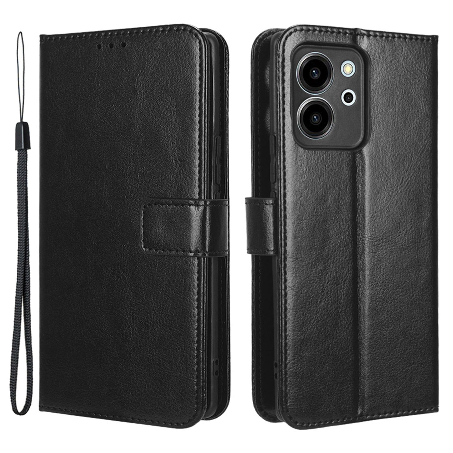 For Honor 80 SE 5G Wallet Cover Crazy Horse Texture Strong Magnetic Clasp Phone Stand PU Leather Cell Phone Case
