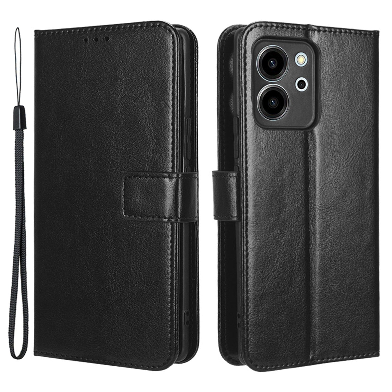 For Honor 80 SE 5G Wallet Cover Crazy Horse Texture Strong Magnetic Clasp Phone Stand PU Leather Cell Phone Case