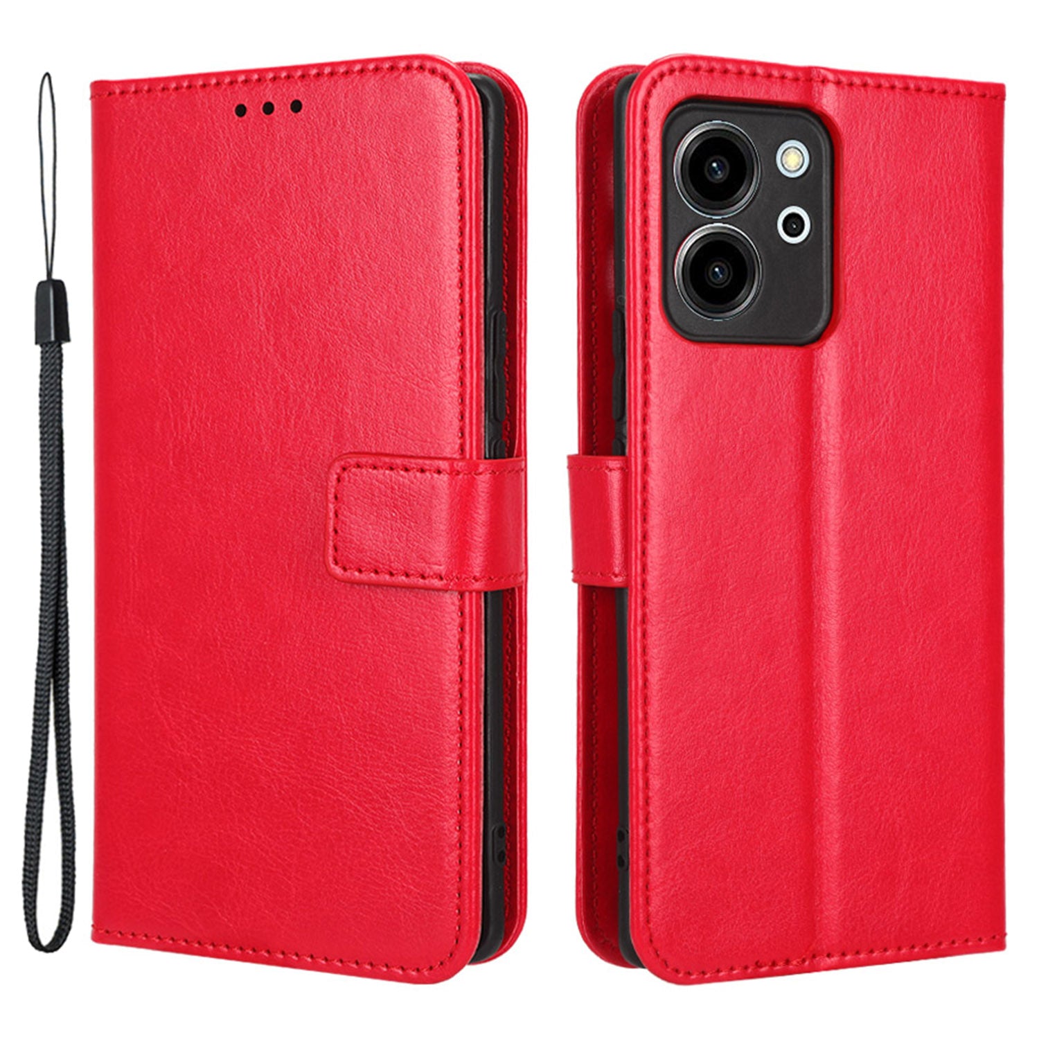 For Honor 80 SE 5G Wallet Cover Crazy Horse Texture Strong Magnetic Clasp Phone Stand PU Leather Cell Phone Case