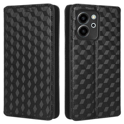 For Honor 80 SE 5G Shockproof PU Leather Flip Wallet Phone Case Rhombus Pattern Imprinted Magnetic Closure Stand Cover