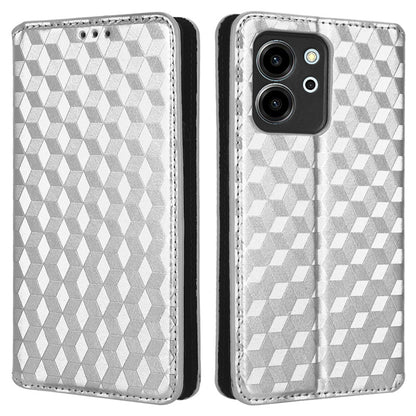 For Honor 80 SE 5G Shockproof PU Leather Flip Wallet Phone Case Rhombus Pattern Imprinted Magnetic Closure Stand Cover