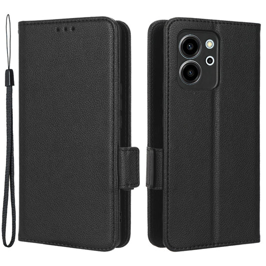 For Honor 80 SE 5G Magnetic Phone Cover Litchi Texture Stand Function Wallet PU Leather Shockproof Flip Phone Case with Strap