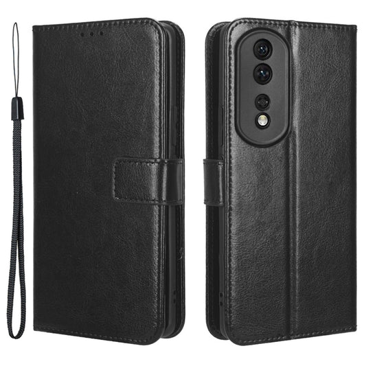 For Honor 80 Pro 5G Crazy Horse Texture Phone Case PU Leather Anti-scratch Strong Magnetic Clasp Phone Stand Wallet Cover