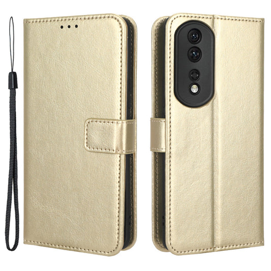 For Honor 80 Pro 5G Crazy Horse Texture Phone Case PU Leather Anti-scratch Strong Magnetic Clasp Phone Stand Wallet Cover