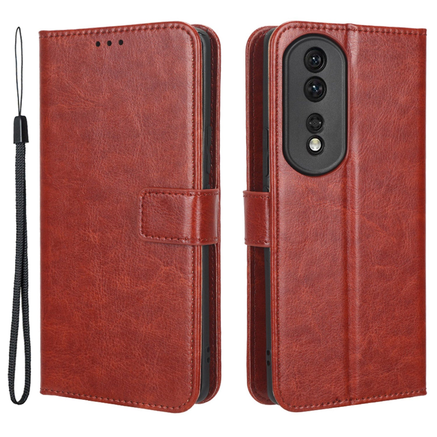 For Honor 80 Pro 5G Crazy Horse Texture Phone Case PU Leather Anti-scratch Strong Magnetic Clasp Phone Stand Wallet Cover