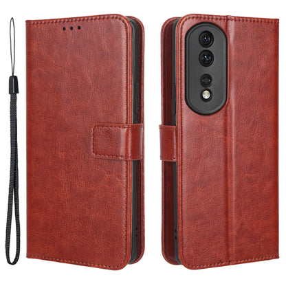 For Honor 80 Pro 5G Crazy Horse Texture Phone Case PU Leather Anti-scratch Strong Magnetic Clasp Phone Stand Wallet Cover