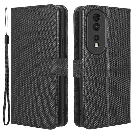 For Honor 80 Pro 5G Anti-scratch Foldable Stand Wallet Shockproof Cover Magnetic Clasp Diamond Texture PU Leather Phone Case
