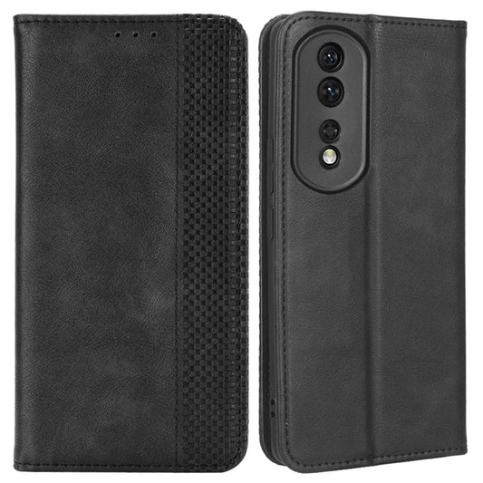 For Honor 80 Pro 5G Mobile Phone Case Wallet Retro Texture Imprinted Pattern PU Leather Magnetic Auto Closing Phone Cover
