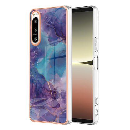 2.0mm Marble Pattern IMD Phone Case for Sony Xperia 5 IV 5G Shockproof TPU Case YB IMD Series-16 Style E Electroplating Back Cover