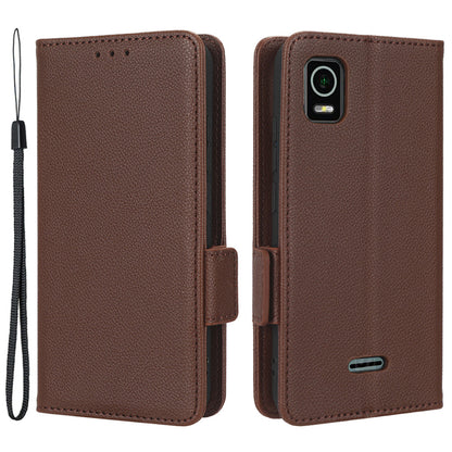 For Cricket Debut Smart Litchi Texture PU Leather Wallet Case Stand Dual Magnetic Clasp Flip Folio Phone Cover