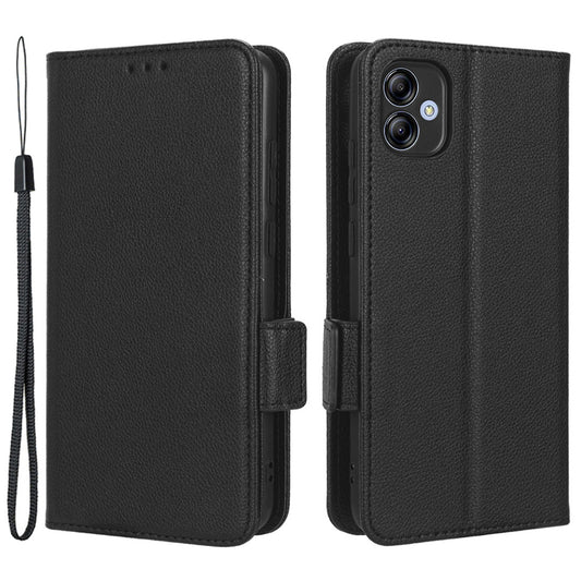 For Samsung Galaxy A04e 4G PU Leather Wallet Phone Case Dual Magnetic Clasp Litchi Texture Shockproof Flip Stand Cover