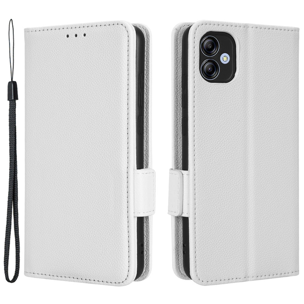 For Samsung Galaxy A04e 4G PU Leather Wallet Phone Case Dual Magnetic Clasp Litchi Texture Shockproof Flip Stand Cover