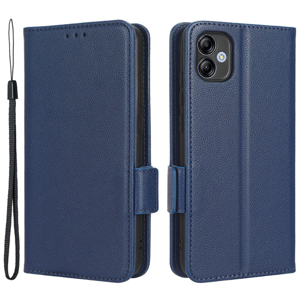 For Samsung Galaxy A04e 4G PU Leather Wallet Phone Case Dual Magnetic Clasp Litchi Texture Shockproof Flip Stand Cover