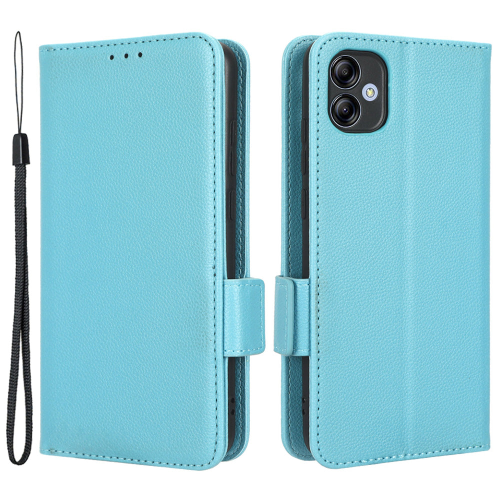 For Samsung Galaxy A04e 4G PU Leather Wallet Phone Case Dual Magnetic Clasp Litchi Texture Shockproof Flip Stand Cover