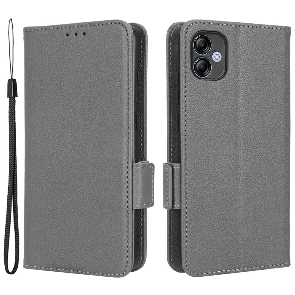For Samsung Galaxy A04e 4G PU Leather Wallet Phone Case Dual Magnetic Clasp Litchi Texture Shockproof Flip Stand Cover