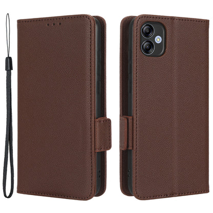 For Samsung Galaxy A04e 4G PU Leather Wallet Phone Case Dual Magnetic Clasp Litchi Texture Shockproof Flip Stand Cover