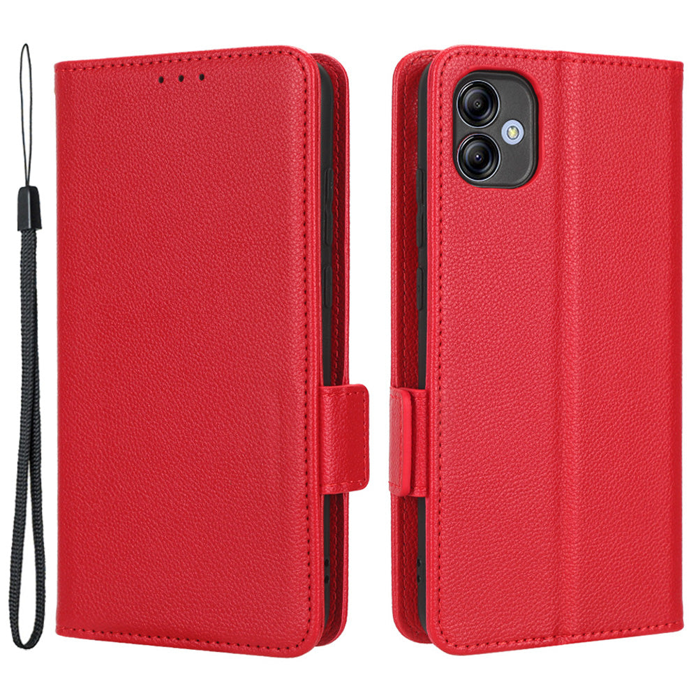 For Samsung Galaxy A04e 4G PU Leather Wallet Phone Case Dual Magnetic Clasp Litchi Texture Shockproof Flip Stand Cover