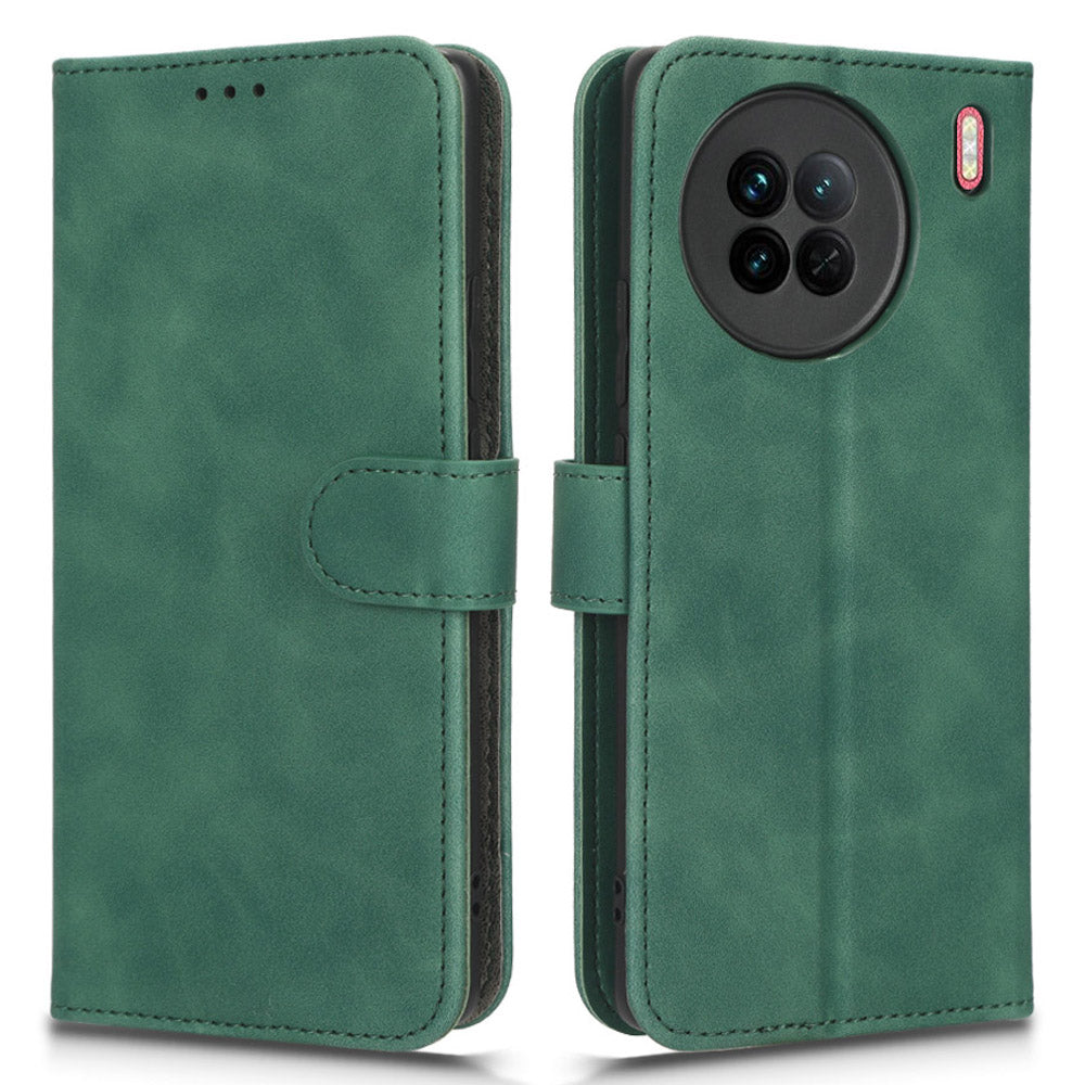 For vivo X90 5G Slim Fit Flip Leather Phone Case Skin-touch Feeling Wallet Stand Flip Anti-dust Inner TPU Shell Phone Cover