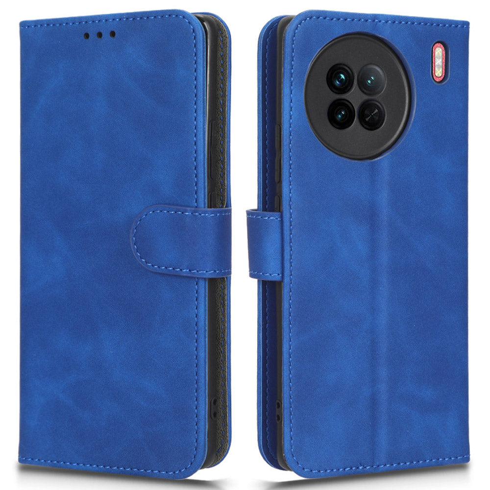 For vivo X90 5G Slim Fit Flip Leather Phone Case Skin-touch Feeling Wallet Stand Flip Anti-dust Inner TPU Shell Phone Cover