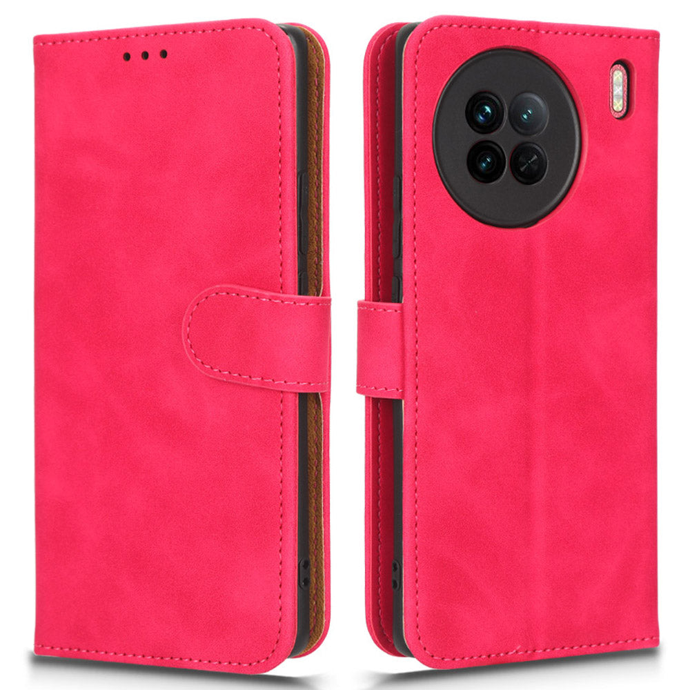 For vivo X90 5G Slim Fit Flip Leather Phone Case Skin-touch Feeling Wallet Stand Flip Anti-dust Inner TPU Shell Phone Cover