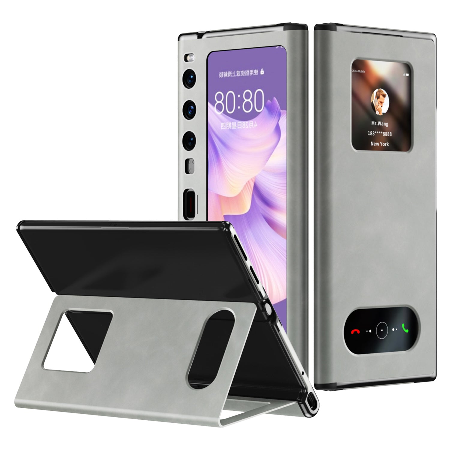 For Huawei Mate Xs 2 Nappa Texture PU Leather Phone Case View Window Stand Full Protection Folding Cover