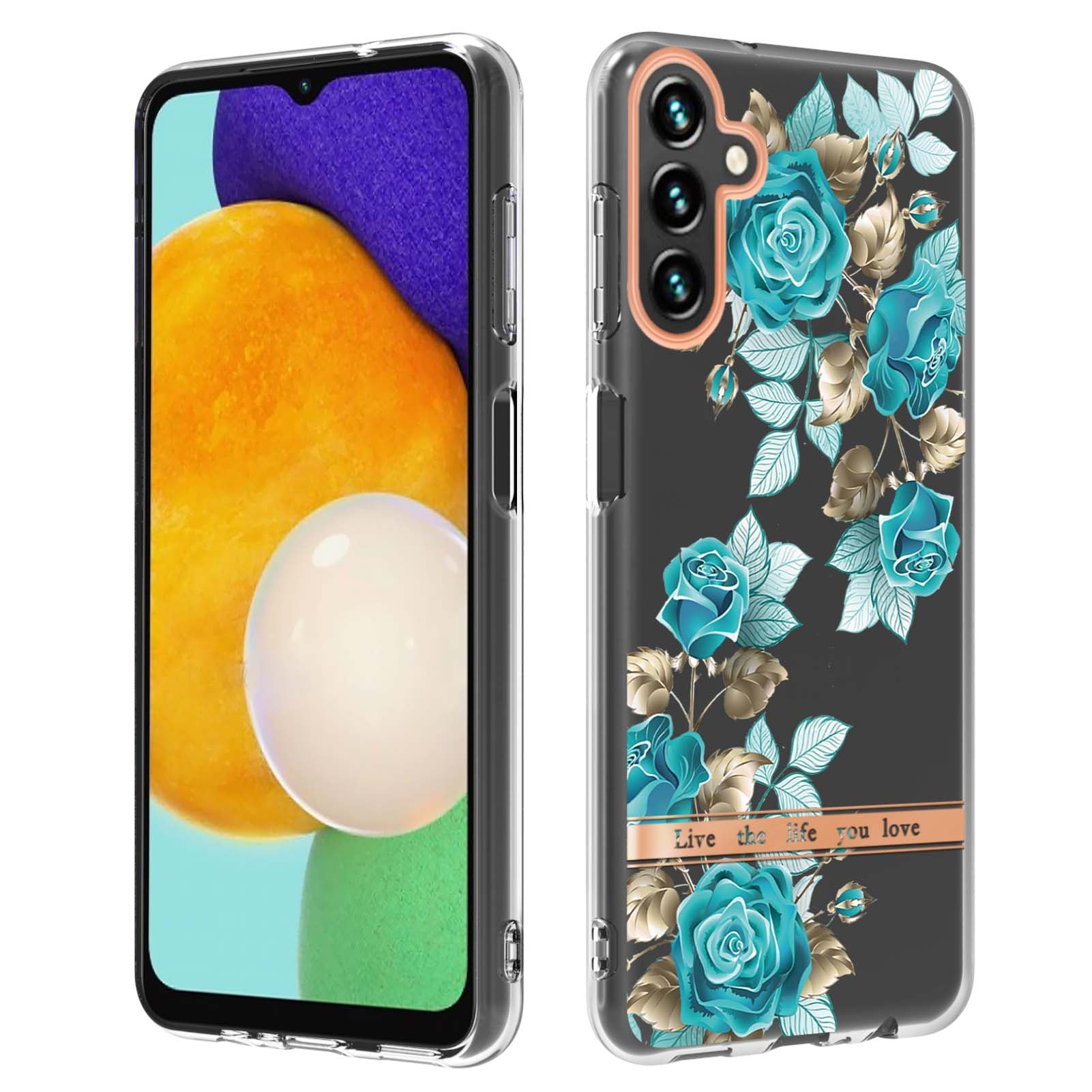YB IMD-8 Series For Samsung Galaxy A34 5G Protective Shell, Electroplating Soft TPU Case Flower Pattern IML IMD Phone Cover