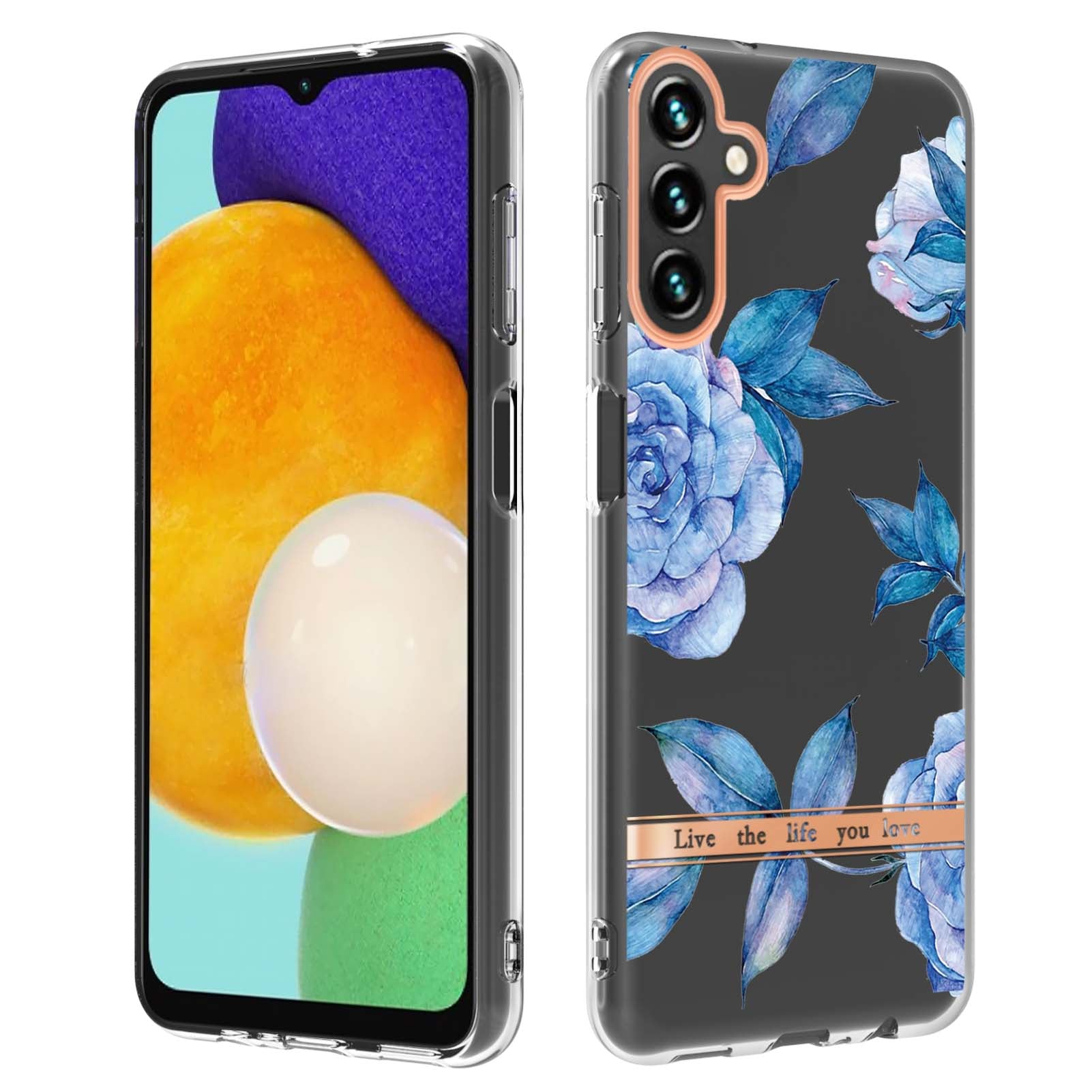 YB IMD-8 Series For Samsung Galaxy A34 5G Protective Shell, Electroplating Soft TPU Case Flower Pattern IML IMD Phone Cover